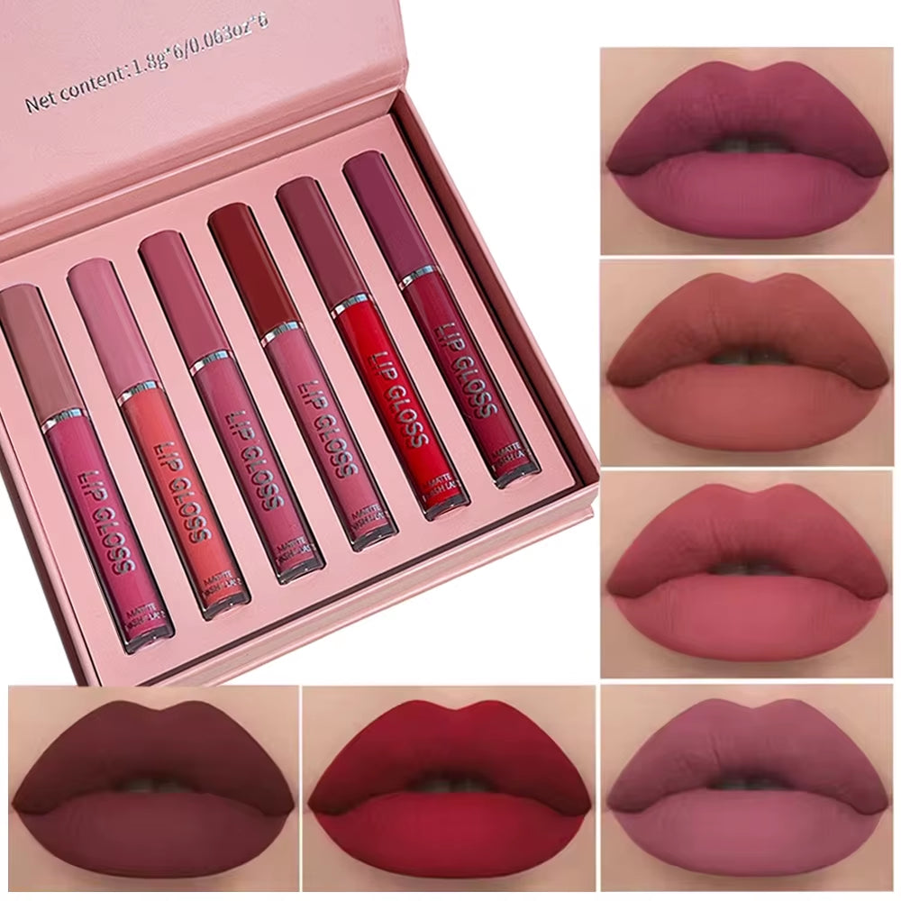 LuxeMatte™ by Handaiyan – 6-Piece Waterproof Matte Lipstick Set